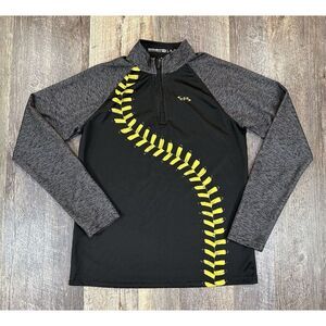 Boombah Baseball Softball Long Sleeve 1/4 Zip‎ Pullover Men's Small Gray Black